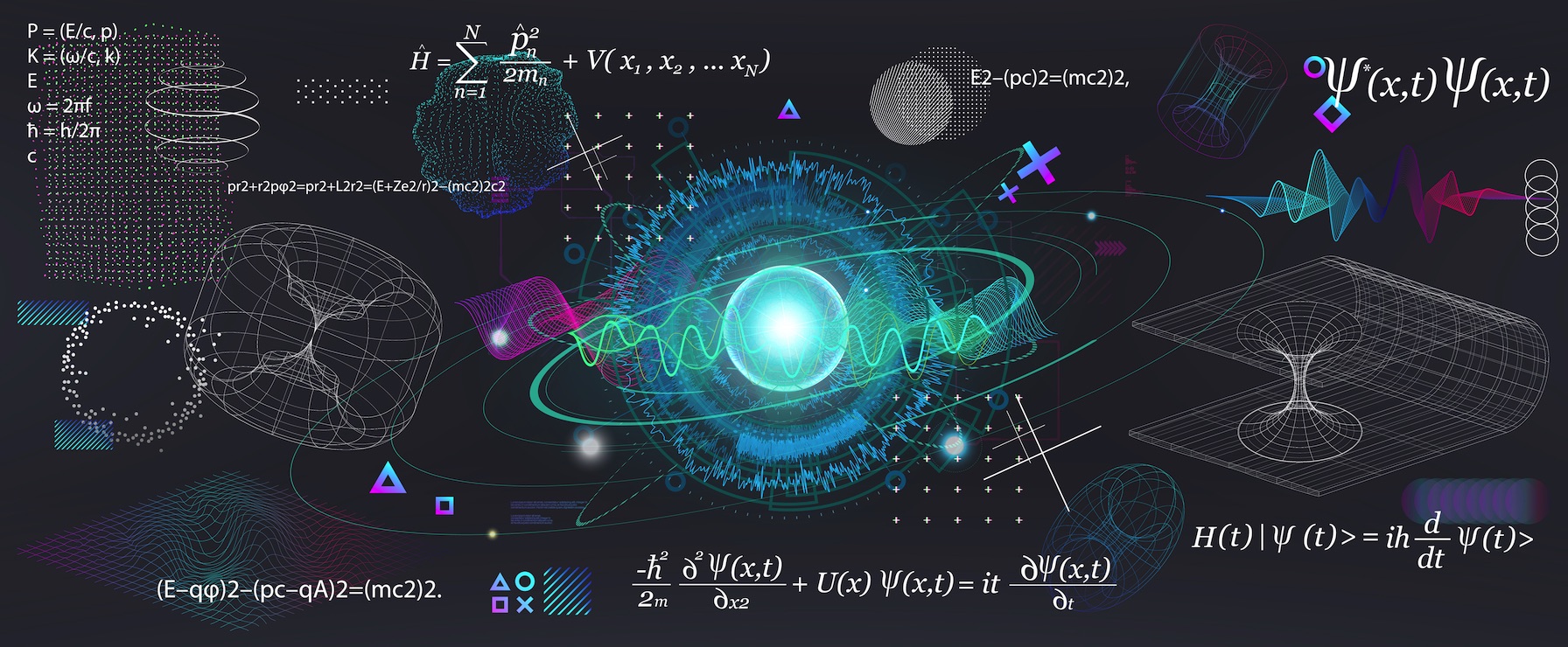 graphic with quantum mechanic equations