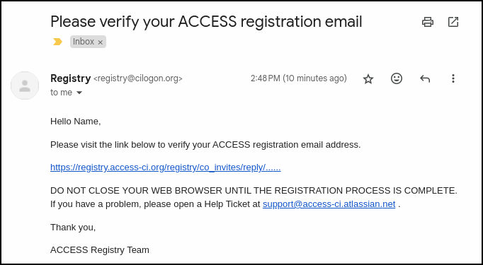 access-email-recieved